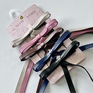 Sunday State Faux Leather Hair Barrette Set of 5 Neutral Colored Bows NEW
